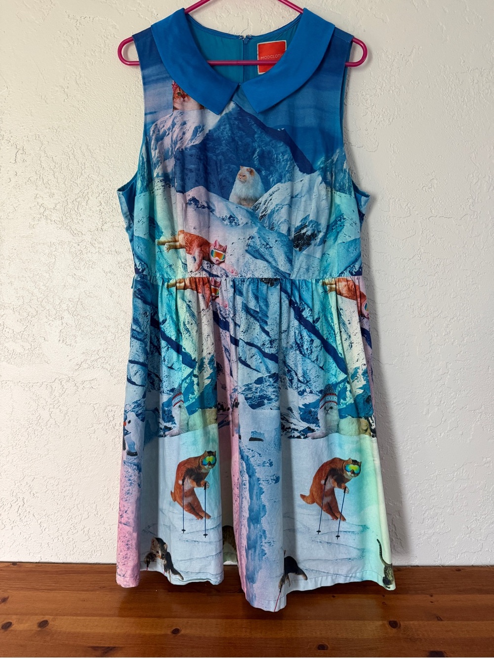 ModCloth Cats Skiing & Colorful mountains Dress - 1X